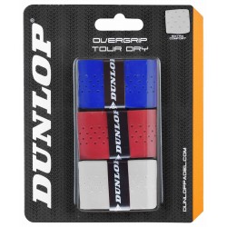Dunlop Overgrip padel roktura tinums TOUR DRY 3-blister whit/red/blue