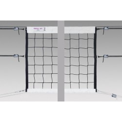 Volleyball net POKORNYSITE EXTRA LEAGUE  PE+PA-9,5x1m black, 100x100x3mm, side bars PES-bands galvanized steel cable